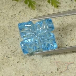 Topázio Azul Suíço Natural 5.16ct, Flor cortada, Transparente