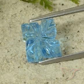 Topázio Azul Suíço Natural 5.16ct, Flor cortada, Transparente