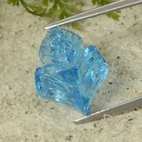 Topázio Azul Suíço Natural 7.69ct, Flor cortada, Transparente