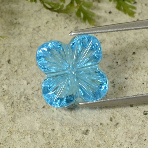 8.41ct Natural Azul Suíço Topázio, Flor cortada, Transparente