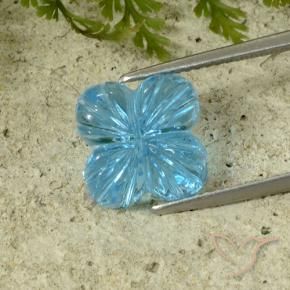 Topázio Azul Suíço Natural 8.41ct, Flor cortada, Transparente