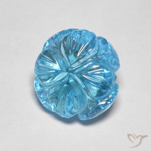 Topázio Azul Suíço Natural 2.95ct, Flor cortada, Transparente