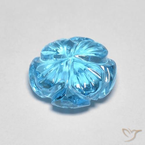 Topázio Azul Suíço Natural 2.95ct, Flor cortada, Transparente