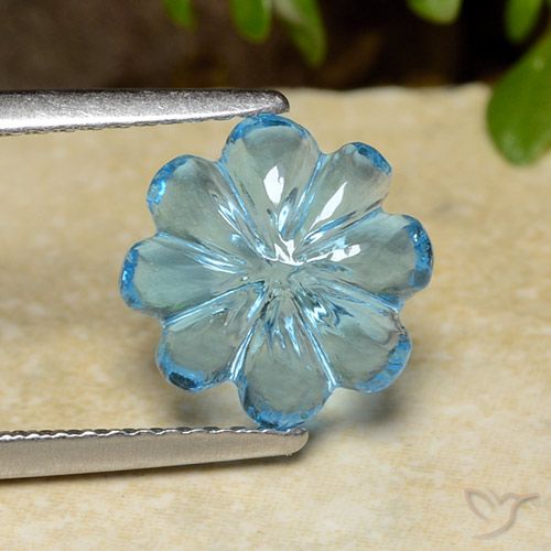 3.47ct Natural Céu azul Topázio, Flor cortada, Transparente