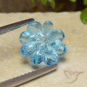 Topázio Céu azul Natural 3.47ct, Flor cortada, Transparente
