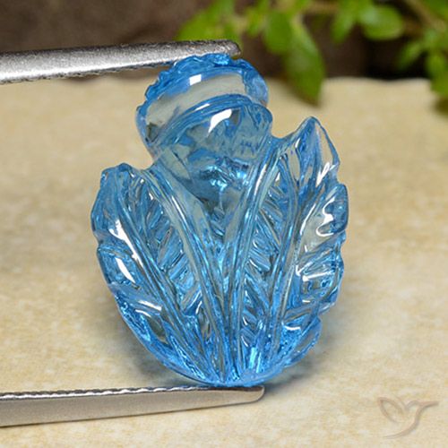 11.60ct Natural Azul Suíço Topázio, Flor cortada, Transparente