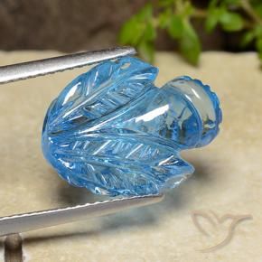 Topázio Azul Suíço Natural 11.60ct, Flor cortada, Transparente