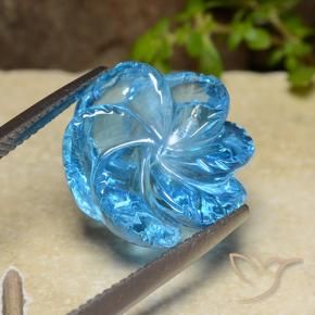 Topázio Azul Suíço Natural 17.92ct, Flor cortada, Transparente
