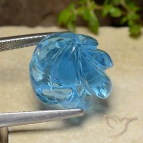Topázio Azul Suíço Natural 17.92ct, Flor cortada, Transparente