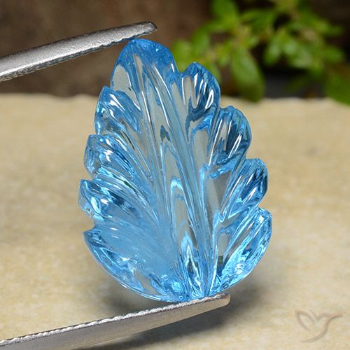 15.17ct Natural Azul Suíço Topázio, Flor cortada, Transparente