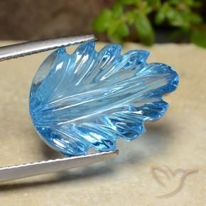Topázio Azul Suíço Natural 15.17ct, Flor cortada, Transparente