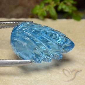Topázio Azul Suíço Natural 15.17ct, Flor cortada, Transparente