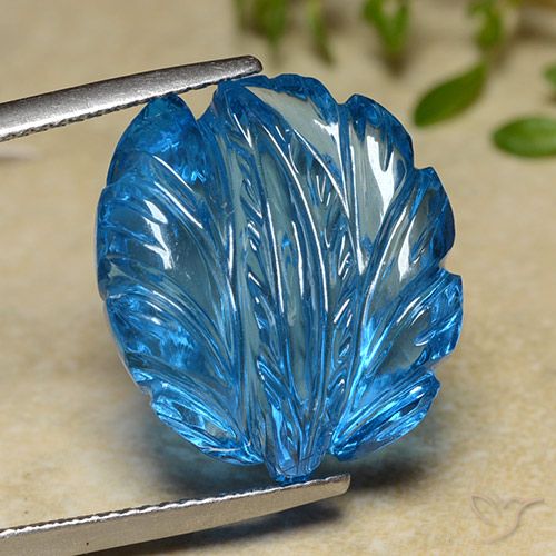 27.42ct Natural Azul Suíço Topázio, Flor cortada, Transparente