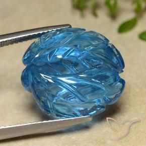 Topázio Azul Suíço Natural 27.42ct, Flor cortada, Transparente