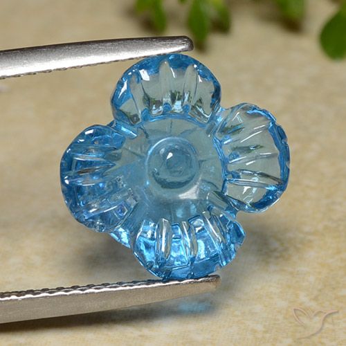 7.40ct Natural Azul Suíço Topázio, Flor cortada, Transparente