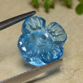 Topázio Azul Suíço Natural 7.40ct, Flor cortada, Transparente