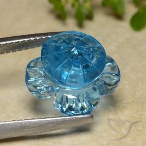 Topázio Azul Suíço Natural 7.40ct, Flor cortada, Transparente