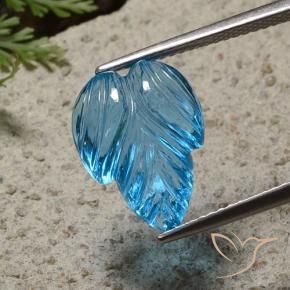 Topázio Azul Suíço Natural 7.70ct, Flor cortada, Transparente