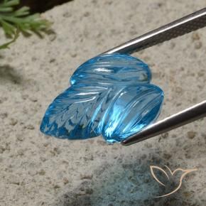 Topázio Azul Suíço Natural 7.70ct, Flor cortada, Transparente