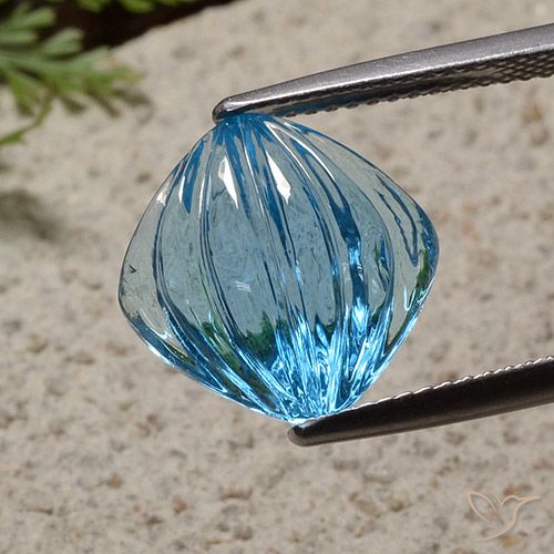 7.48ct Natural Azul Suíço Topázio, Almofada, Transparente