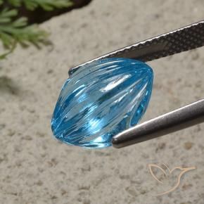 Topázio Azul Suíço Natural 7.48ct, Almofada, Transparente