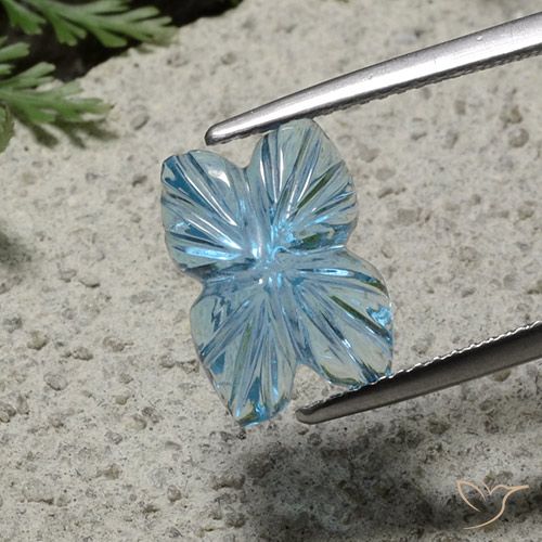 5.72ct Natural Azul Suíço Topázio, Flor cortada, Transparente