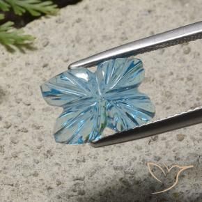 Topázio Azul Suíço Natural 5.72ct, Flor cortada, Transparente