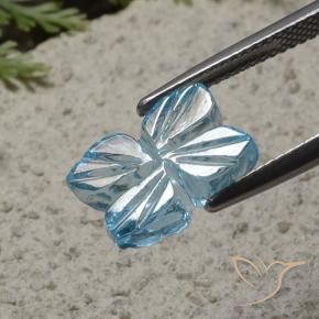 Topázio Azul Suíço Natural 5.72ct, Flor cortada, Transparente