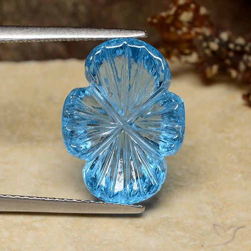 9.28ct Natural Azul Suíço Topázio, Flor cortada, Transparente
