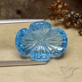 Topázio Azul Suíço Natural 9.28ct, Flor cortada, Transparente