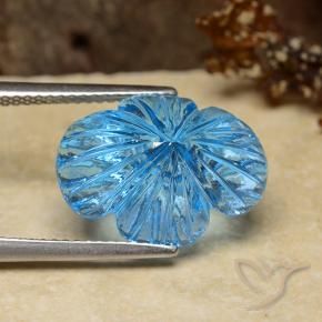 Topázio Azul Suíço Natural 9.28ct, Flor cortada, Transparente