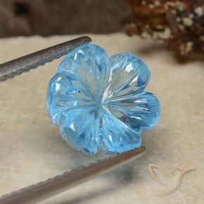 Topázio Azul Suíço Natural 5.95ct, Flor cortada, Transparente