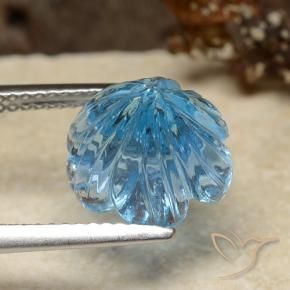 Topázio Azul Suíço Natural 5.95ct, Flor cortada, Transparente