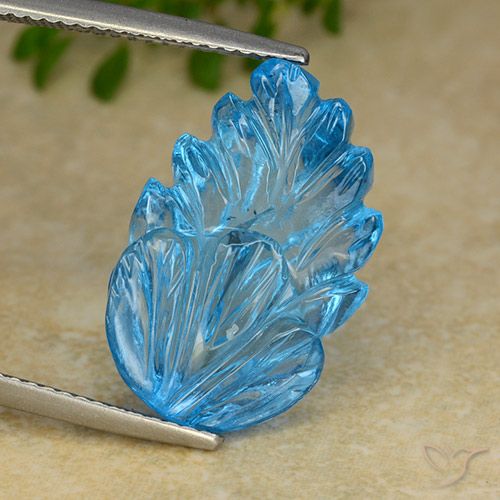 15.58ct Natural Azul Suíço Topázio, Flor cortada, Transparente