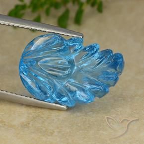 Topázio Azul Suíço Natural 15.58ct, Flor cortada, Transparente