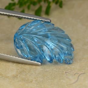 Topázio Azul Suíço Natural 15.58ct, Flor cortada, Transparente