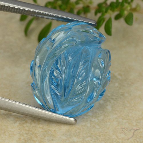 15.14ct Natural Azul Suíço Topázio, Flor cortada, Transparente