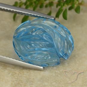 Topázio Azul Suíço Natural 15.14ct, Flor cortada, Transparente