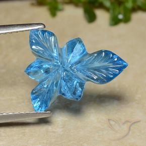 Topázio Azul Suíço Natural 6.80ct, Flor cortada, Transparente
