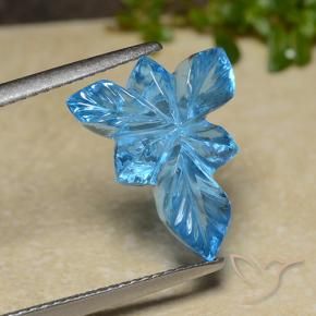 Topázio Azul Suíço Natural 6.80ct, Flor cortada, Transparente