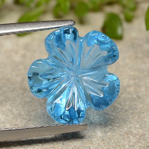7.59ct Natural Azul Suíço Topázio, Flor cortada, Transparente
