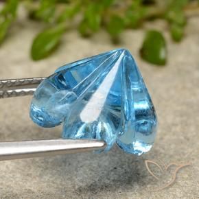 Topázio Azul Suíço Natural 7.59ct, Flor cortada, Transparente