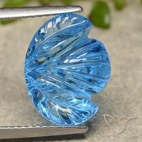 Topázio Azul Suíço Natural 7.36ct, Flor cortada, Transparente