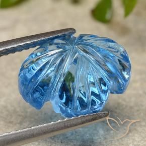 Topázio Azul Suíço Natural 7.36ct, Flor cortada, Transparente
