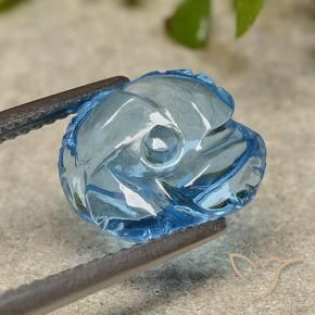 Topázio Azul Suíço Natural 3.93ct, Flor cortada, Translúcido