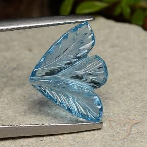 Topázio Azul Suíço Natural 4.24ct, Flor cortada, Transparente
