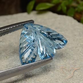 Topázio Azul Suíço Natural 4.24ct, Flor cortada, Transparente