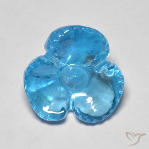 Topázio Azul Suíço Natural 7.54ct, Flor cortada, Transparente