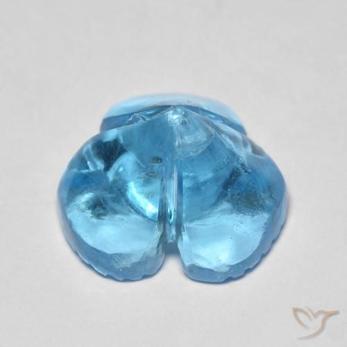 Topázio Azul Suíço Natural 7.54ct, Flor cortada, Transparente