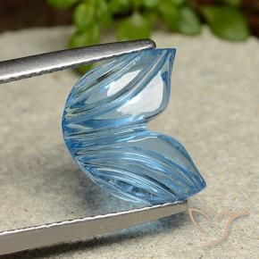 Topázio Azul Suíço Natural 5.91ct, Flor cortada, Transparente